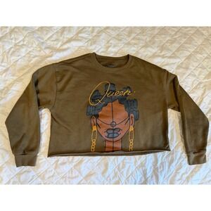 Legendary Rootz Size Medium Queen Cropped Ladies Sweatshirt Brown